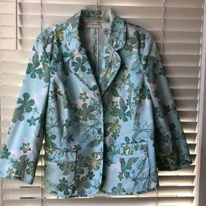 Liz Claiborne cotton 3/4 sleeve floral blazer